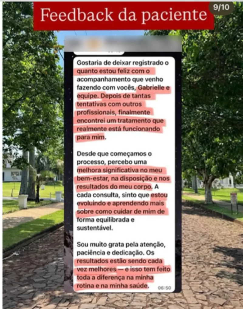 Mensagem de uma paciente
