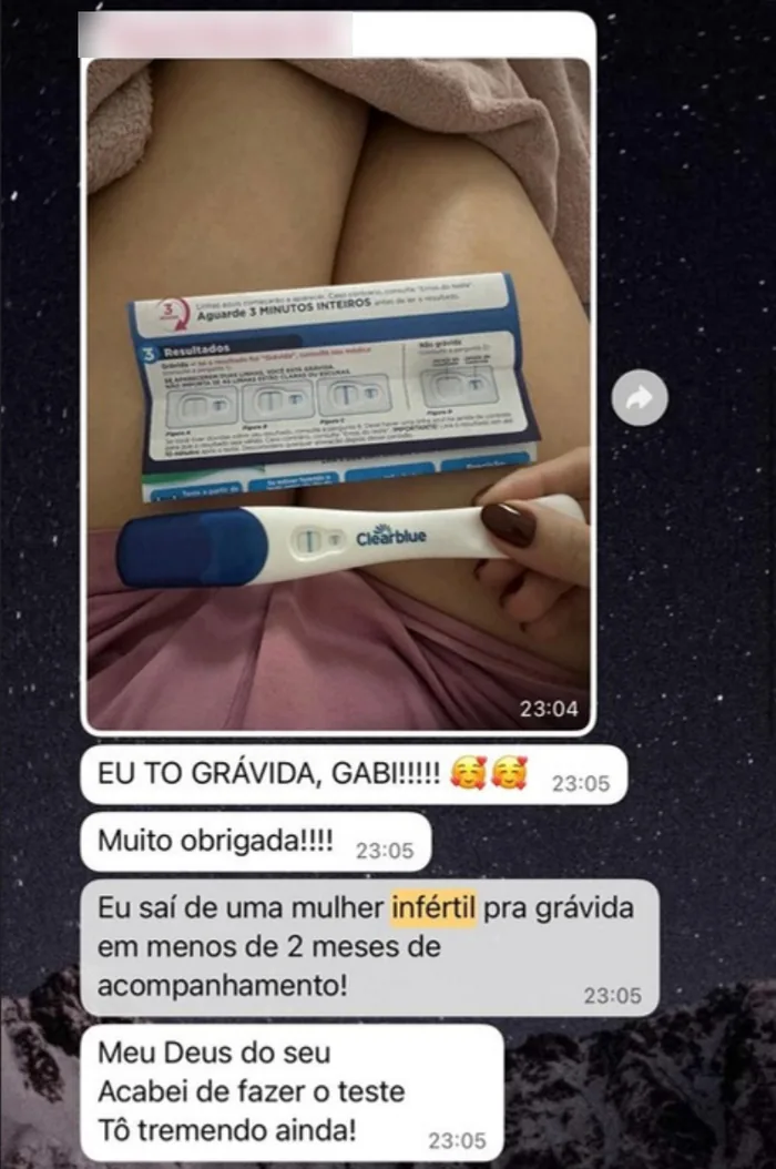 Mensagem de uma paciente que engravidou